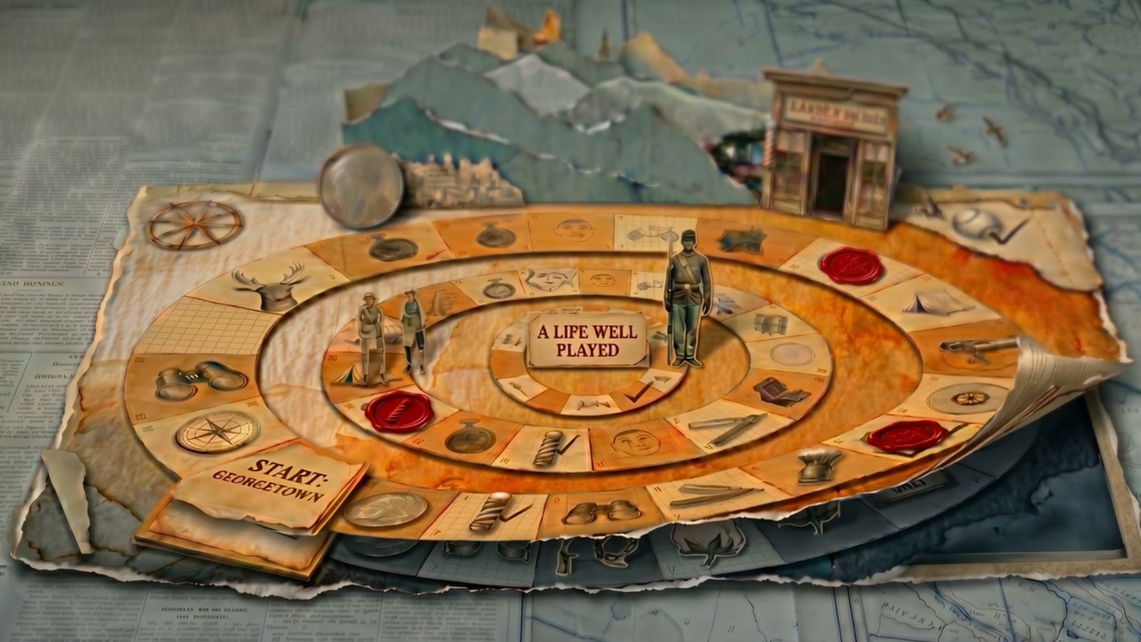 פריים מהסרט: מרכז הלוח, ועליו הכיתוב A Life Well Played