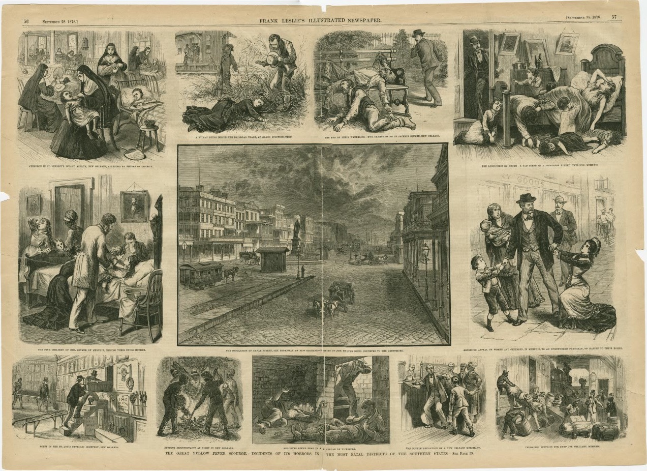 עמוד מתוך Frank Leslie's Illustrated Newspaper, ”מכת הקדחת הצהובה הגדולה”, 1878